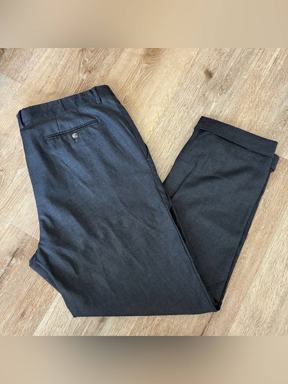 Luciano Barbera Made in Italy Wool Dress Pants Mens Size EU58 Dark Gray Cuffed